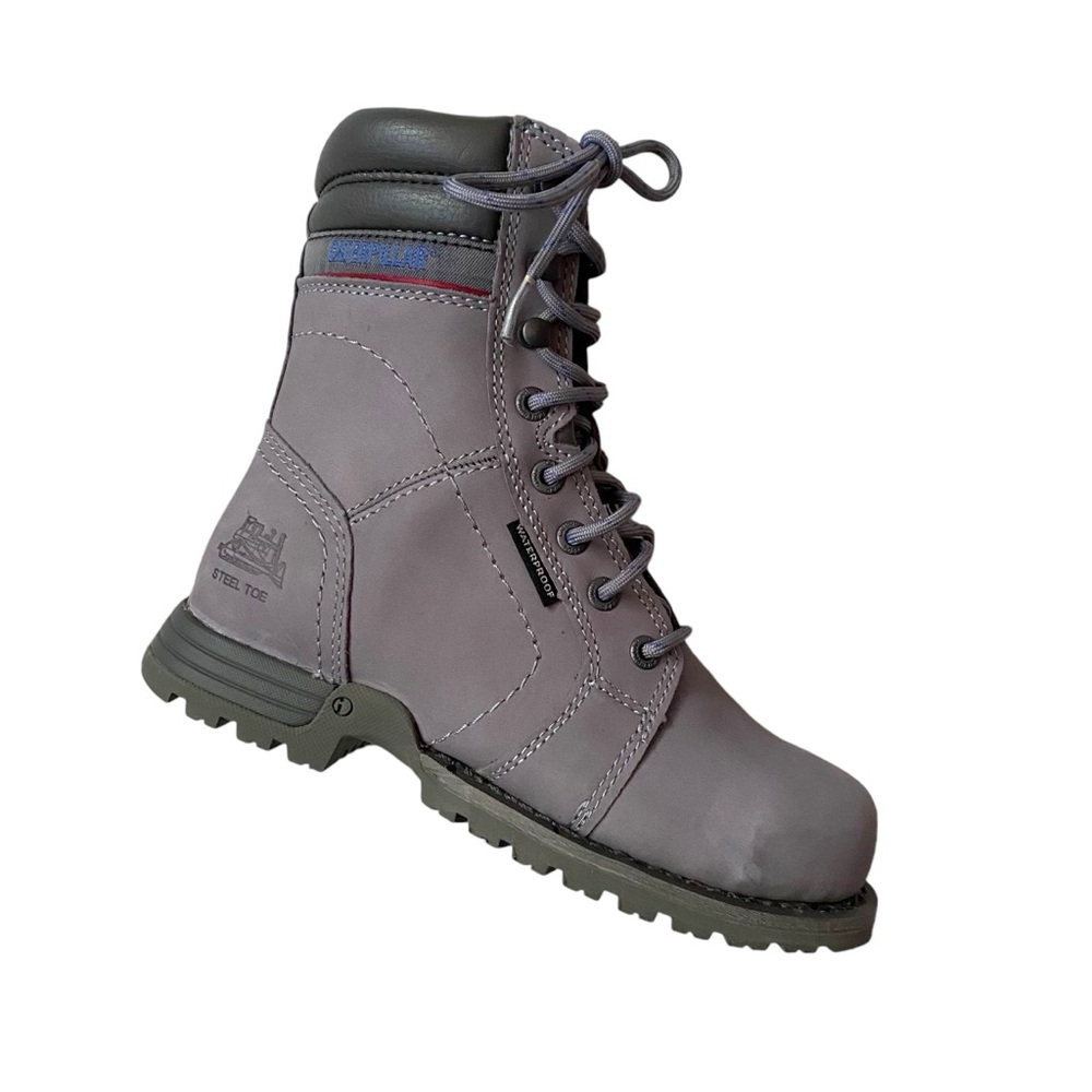 CATERPILLAR CAT Women's Echo Waterproof Steel Toe Work Boot Gray Leather Lace Up
